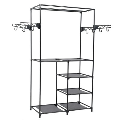 VidaXL Clothes Rack Steel and Non-woven Fabric 34.3"x17.3"x62.2" Black