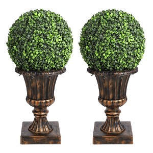 Whizmax 2 Pack 12” Faux Boxwood Topiary Balls with Led Lights for Outdoor Decor in Backyard, Balcony, Garden, Weddings, and Home Decoration - 1 of 4