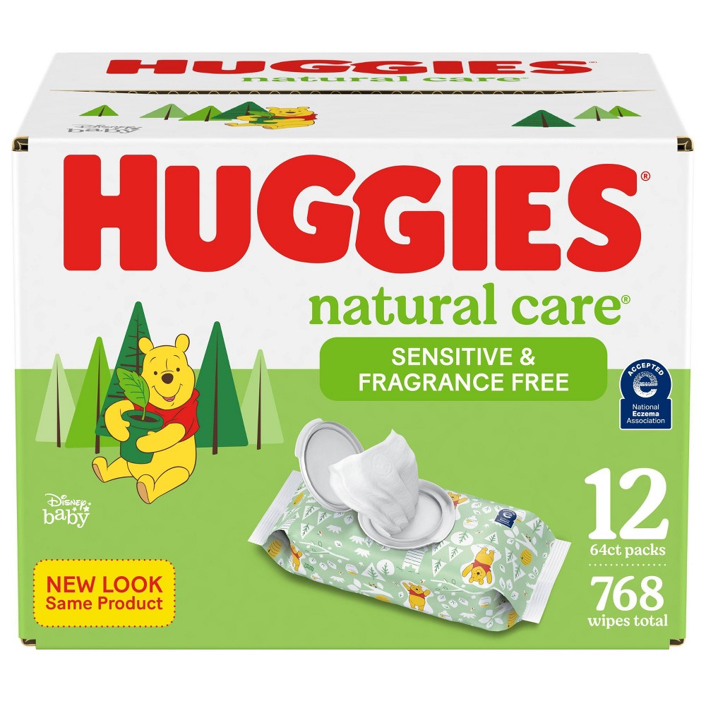 Huggies Natural Care Sensitive Baby Wipes  Unscented  12 Flip-Top Packs (768 Wipes Total)