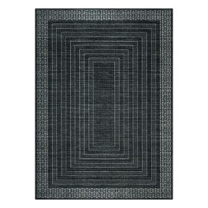 Washable Modern Geometric Bordered Living Room Rugs, Soft Thin Non Slip Large Throw Carpet for Dining Room Bedroom - 1 of 4
