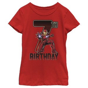 Girl's Marvel Iron Man 7th Birthday Action Pose T-Shirt - 1 of 4