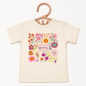The Juniper Shop Happiness Blooms From Within Toddler Short Sleeve Tee - 5T - Cream - 1 of 4