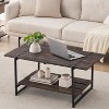 Coffee Table, 41'' Large Gray Wood Coffee Table with Storage Shelf - 3 of 4