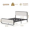 Full Size Metal Bed Frame with Curved Upholstered Headboard and Footboard, 10.3'' Underbed Space, No Box Spring Needed, Easy Assembly, Beige - 2 of 4