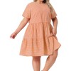 Agnes Orinda Women's Plus Size Gingham Vintage Plaid Round Neck Short Sleeve Tiered A-Line Midi Summer Dress - 2 of 4