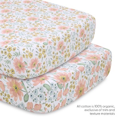 Organic Cotton Pink Floral Reversible Toddler Comforter Set