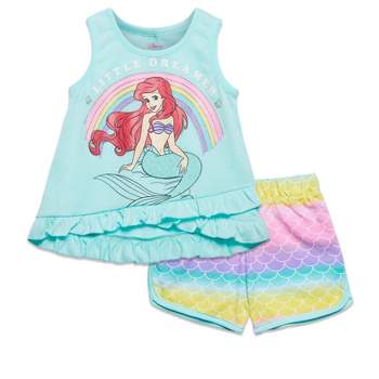 Disney Moana Princess Frozen Ariel Minnie Mouse Baby Girls Tank Top and French Terry Shorts Infant to Little Kid