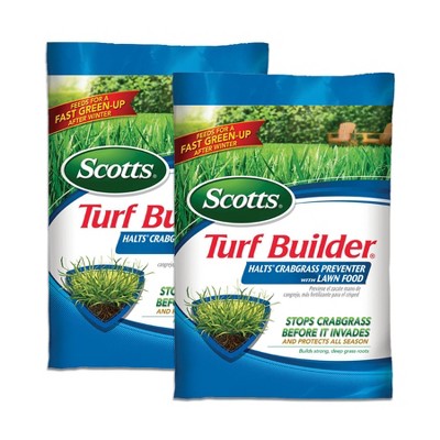 Scotts 13 lb Turf Builder Halts Crabgrass Preventer with Lawn Food, 2pk