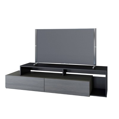 Nexera Damask TV Stand for TVs up to 80" Bark Gray/Black: Modern Media Console, Wood Composite, Storage Drawer