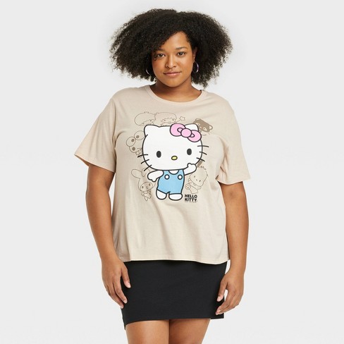 Women's Plus Size Hello Kitty Short Sleeve Graphic T-Shirt - Brown 2X