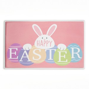 Stupell Industries Happy Easter Bright Eggs Printed Plush Bath Mat And Bath Rug, Design By Marcus Prime, 18"X30" - 1 of 4
