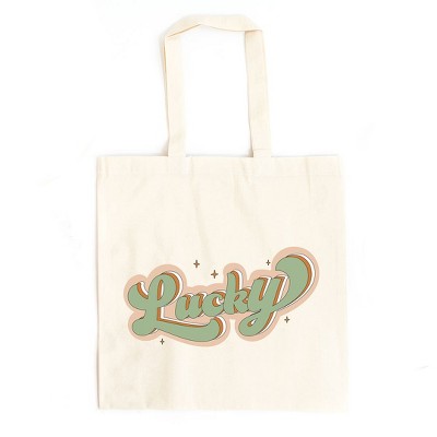 City Creek Prints Lucky Retro Stars Canvas Tote Bag - 15x16 - Natural