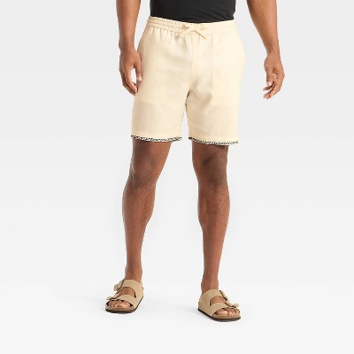 Men's 7" Linen Pull-On Shorts - Goodfellow & Co™ Beige
