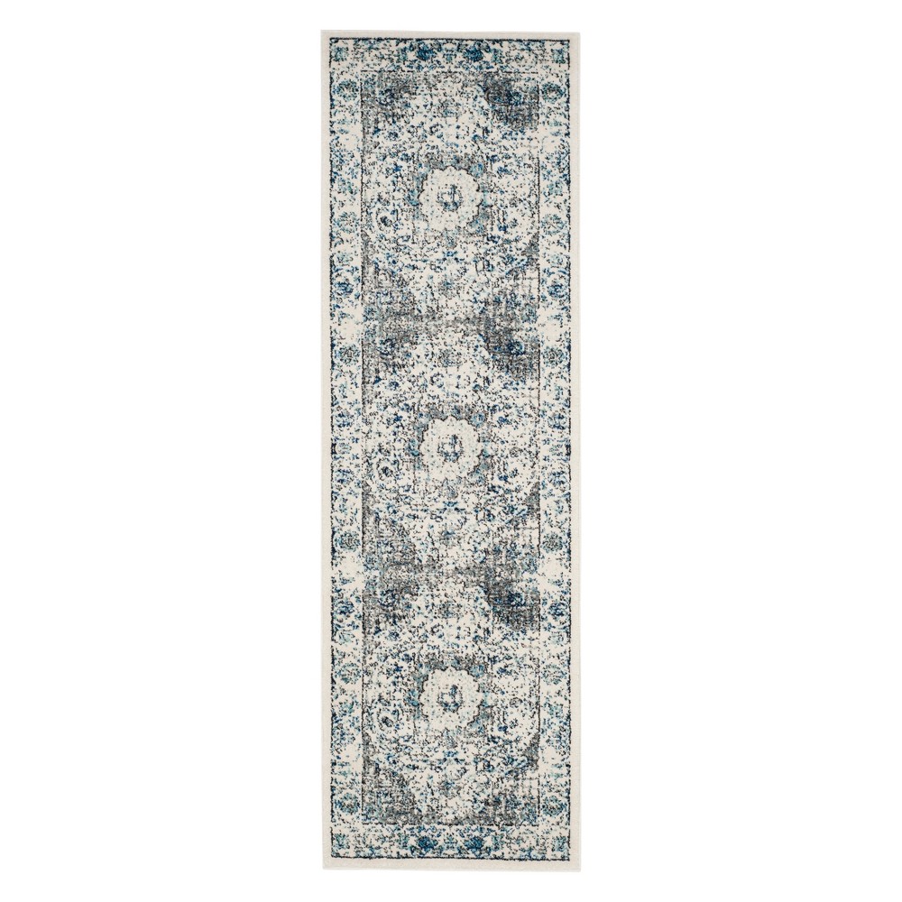 2'2inx5' Nathalia Medallion Accent Rug Ivory/Gray - Safavieh