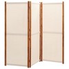 vidaXL 3-Panel Room Divider in Acacia Wood and Textilene - Foldable Design for Indoor and Outdoor Use - Cream White 82.7"x70.9"' - 3 of 4