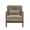 Natural Wooden Lounge Chair with Ribbed Corduroy Upholstery and Cushion for Living Room, Bedroom or Reading Corner-The Pop Home - 2 of 4