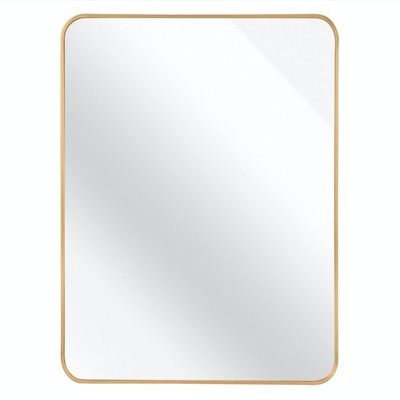 FONTOI 30x40 Rectangular Bathroom Wall Mirror Modern Aluminum Frame HD Glass Shatterproof Safety Design Home Decor for Vanity, Gold, 40"*30"*1.1"