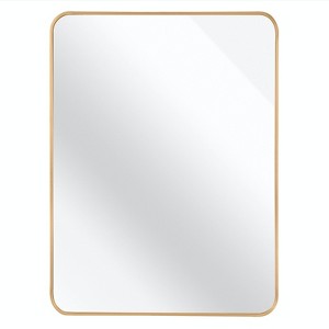 FONTOI 30x40 Rectangular Bathroom Wall Mirror Modern Aluminum Frame HD Glass Shatterproof Safety Design Home Decor for Vanity, Gold, 40"*30"*1.1" - 1 of 4