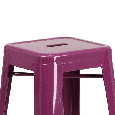 30'' Purple Metal Indoor-Outdoor Stackable Barstool