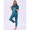 INSPIRE CHIC Womens Satin  Loungewear Silky Button Down Short Sleeve Lapel Collar Pajama Sets - 2 of 4