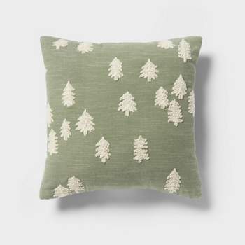 18"x18" Traditional Trees Square Deco Pillow Green - Threshold™