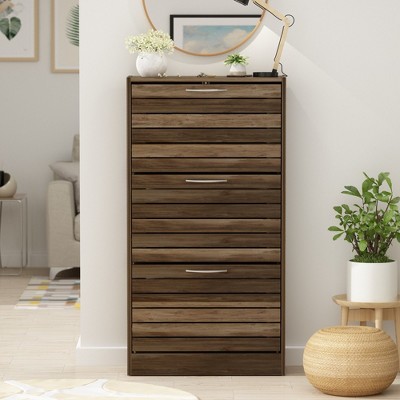 FUFU&GAGA 3 Shelf Shoe Cabinet Entryway Cabinet Woodgrain Design Shoe Racks