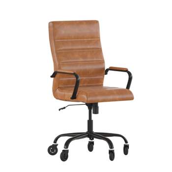 Flash Furniture Whitney High Back Executive Swivel Office Chair with Black Frame, Arms, and Transparent Roller Wheels