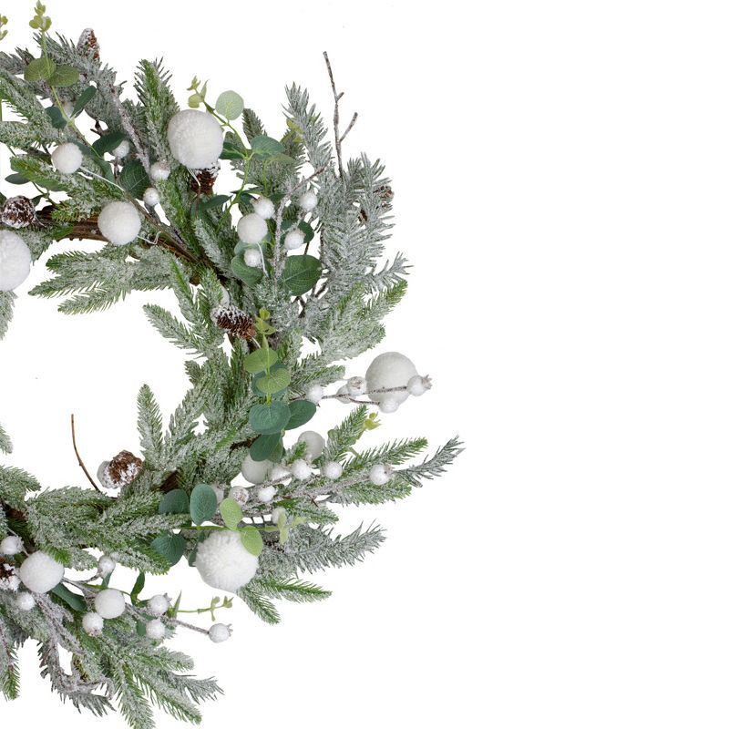Northlight 24" Artificial Flocked and Iced Mixed Pine Christmas Wreath, 2 of 4