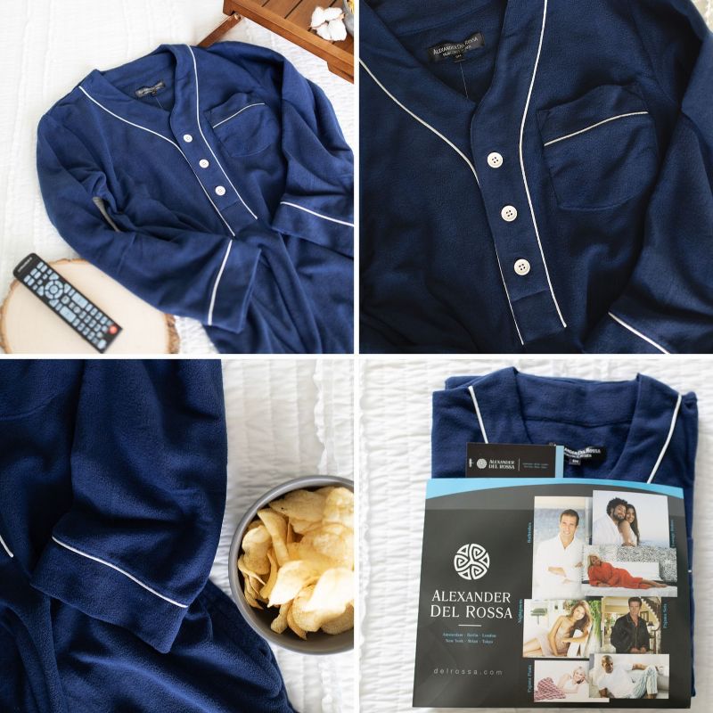 ADR Men's Soft Plush Fleece Sleep Shirt, Warm Long Henley Night Shirt Pajamas, 5 of 6