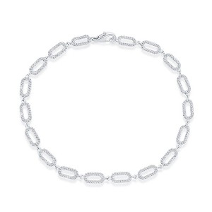 Diamonds D'Argento Sterling Silver, Open Rectangle Diamond Bracelet - (340 Stones) - Silver - 7 Inch - 1 of 3