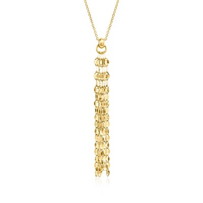 Ross-Simons Italian 18kt Gold Over Sterling Lumachina-Chain Tassel Necklace Size 18