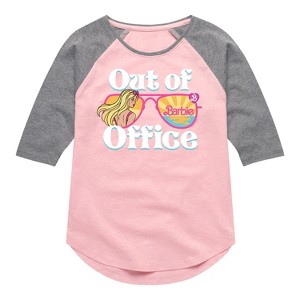 Girls' - Barbie - Out of Office Shirt Tail Raglan Graphic T-shirt - 1 of 2