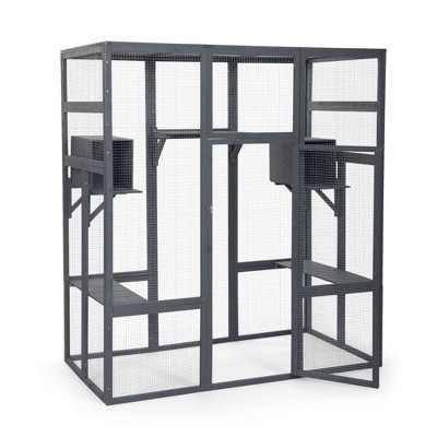 Sevobal Pet Carriers, Cat Cages Enclosure with Platforms and Lock, Cats Crate Large Exercise Place Ideal for 1-3 Cats, Gray, 62.5"*32.35"*70"