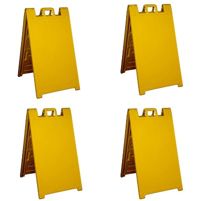 Plasticade Signicade A Frame Plain Portable Folding Sidewalk Sign, Yellow (4 Pack)