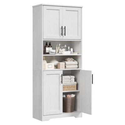 GustoWave Tall Bathroom Cabinet, Freestanding Bathroom Storage Cabinet with 4 Doors and Adjustable Shelves, 67" Cupboard Modern Storage Cabinet