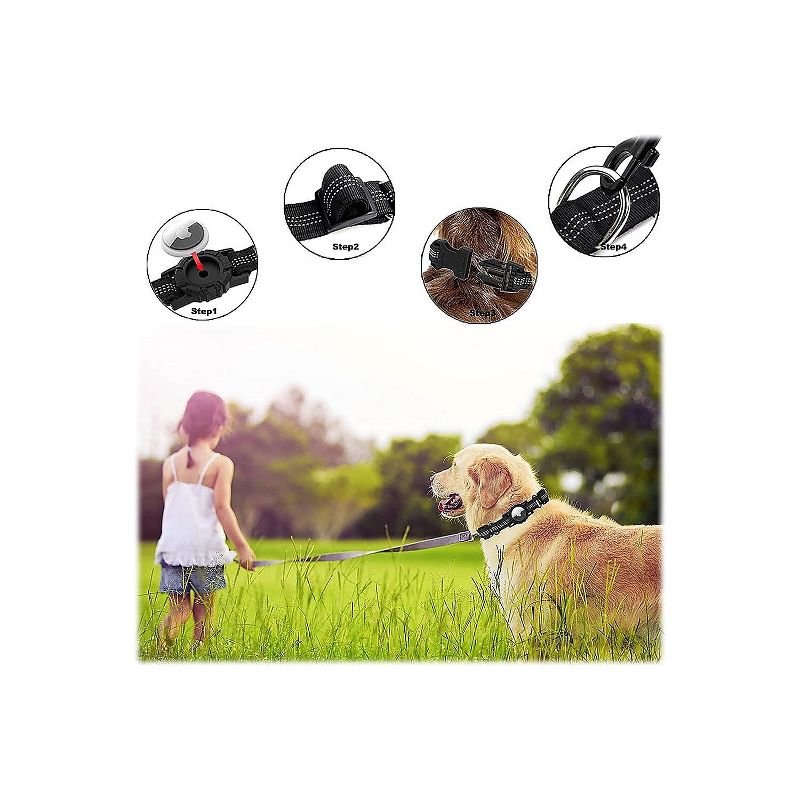 SaharaCase Adjustable Nylon Collar Case for Apple AirTag Medium Dogs Black (AT00032), 4 of 9