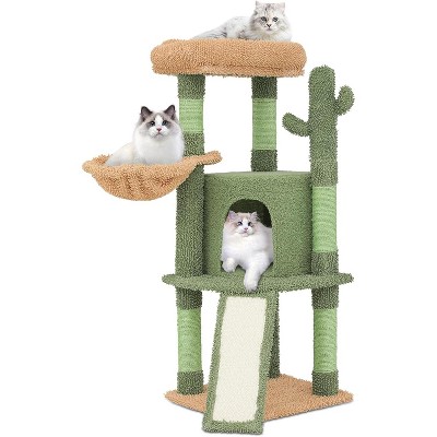 Small Cat Tree Condo with Sisal Scratching Post, 33 Inch Modern Cute Flower Cat Tree Tower with Cozy Perch Toy Ball