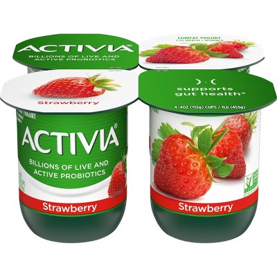 Activia Low Fat Probiotic Strawberry Yogurt - 4ct/4oz Cups