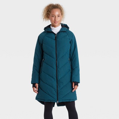 medium length puffer jacket with hood