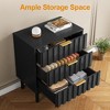 Heynemo 3 Drawer Dresser, Modern Chest of Drawers with Fluted Panel Design, Wooden Storage Nightstand Side Table with Chic Edge Pull - 4 of 4
