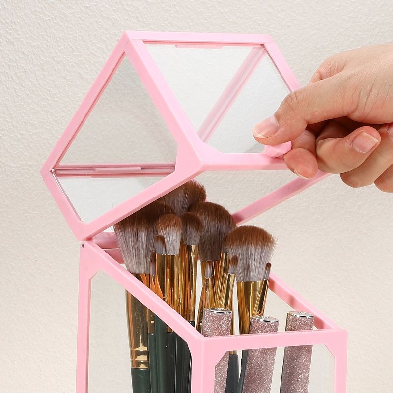 Unique Bargains Dustproof Faux Pearl Clear Makeup Brush Holder with Lid 1 Pc, 4 of 7
