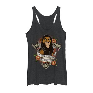 Women's Lion King Scar Surrounded By Idiots Tattoo Racerback Tank Top - 1 of 3