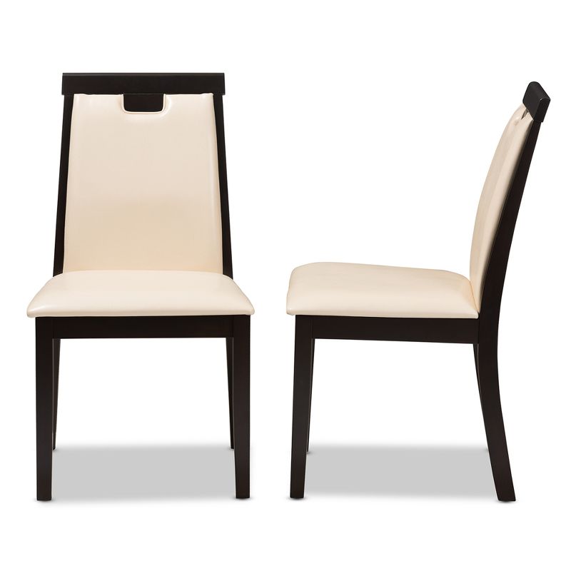 Set of 2 Evelyn Modern And Contemporary Faux Leather Upholstered And Finished Dining Chairs Dark Brown/ Beige - Baxton Studio, 4 of 9