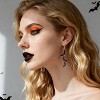 6-Style Asymmetric Gothic Earrings Set - Bat, Spider, Skull & Ghost Dangle Designs with Gift Box, Halloween Party Jewelry - 3 of 4