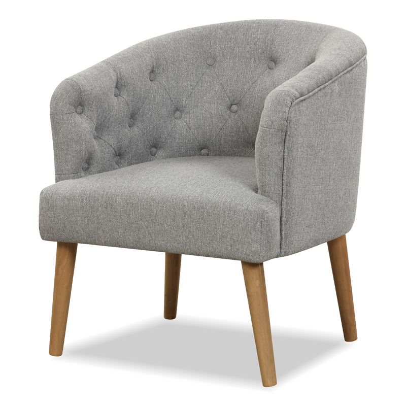 Costway Upholstered Accent Chair Comfy Club Armchair Single Sofa with Rubber Wood Legs, 1 of 9