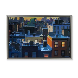 Stupell Industries Cityscape with Distant Monster Floating Frame Canvas Art - 1 of 4