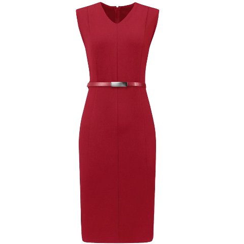 Женские платья INSPIRE CHIC Women's Sleeveless V-Neck Zipper Back Office Sheath Dresses with Belt Large Red