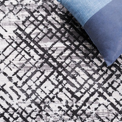 Amelia Contemporary Gray Hand-Knotted Synthetic Area Rug - 2' x 8'