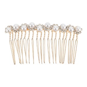Unique Bargains Women's Wave Shape Hair Comb Insertion Tool Gold Tone 1 Pc - 1 of 3