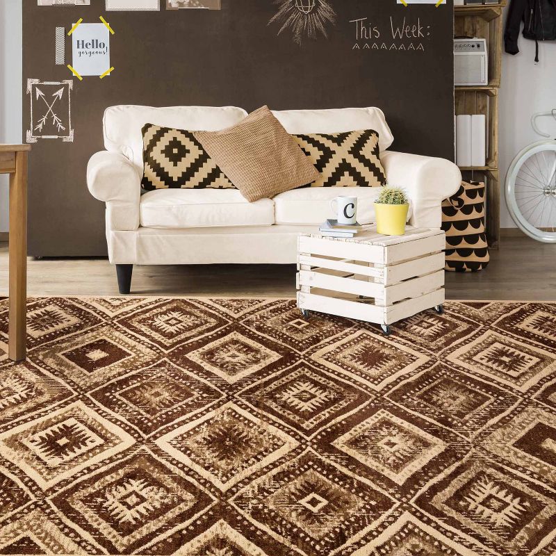 Farmhouse Rustic Diamonds Power-Loomed Living Room Bedroom Entryway Indoor Area Rug or Runner by Blue Nile Mills, 5 of 7